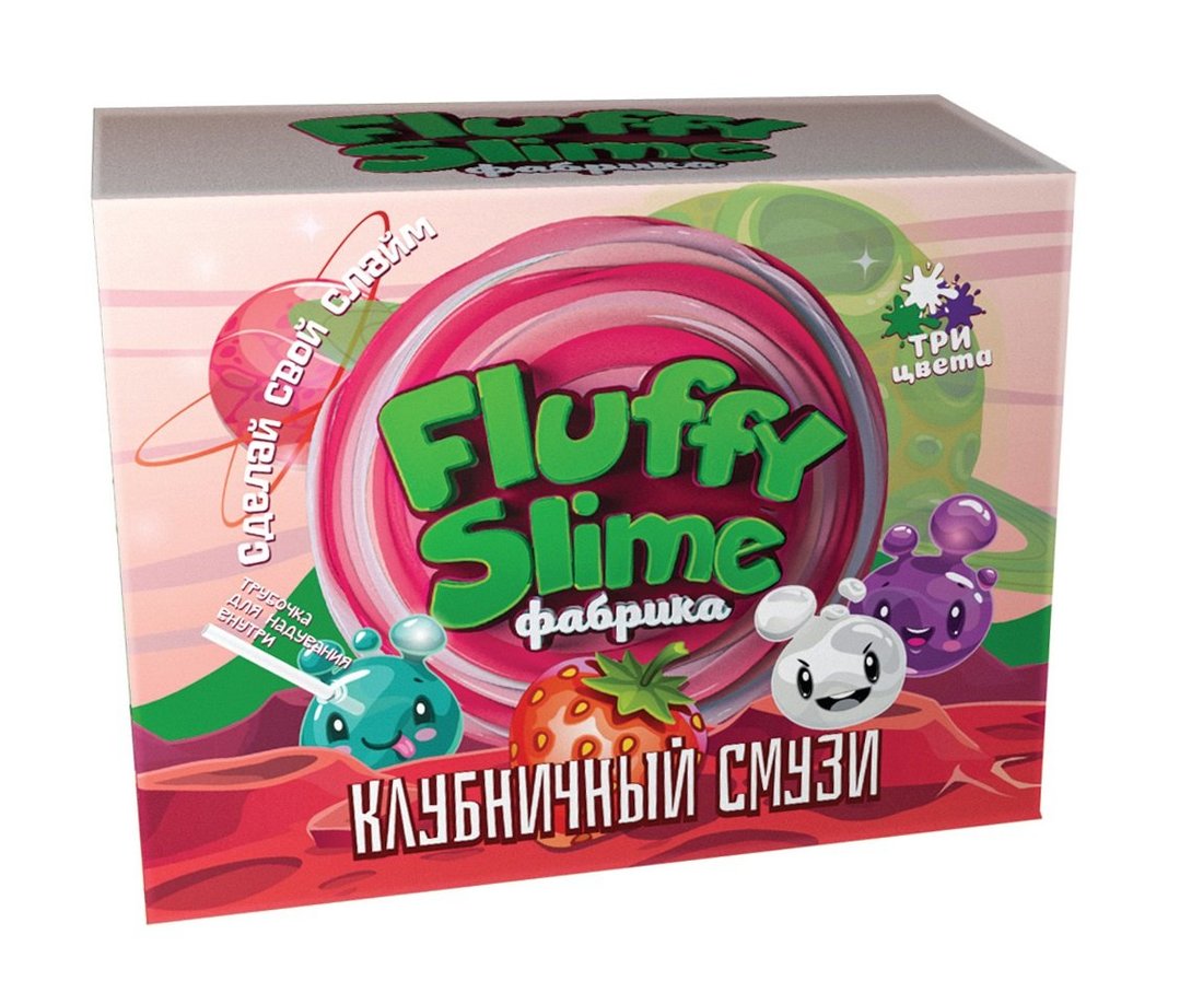 фото Флаффи слайм-фабрика клубничный смузи 3 слайма 3 цвета инновации для детей