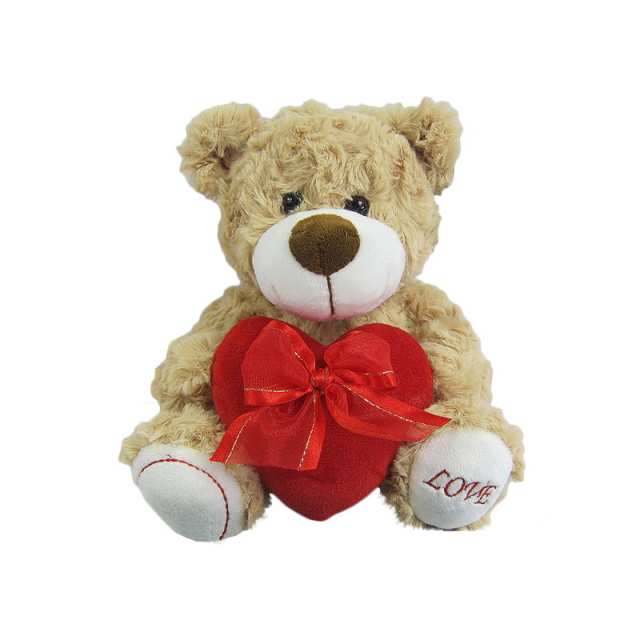 фото Мягкая игрушка abtoys медведь коричневый с сердцем love , 18см