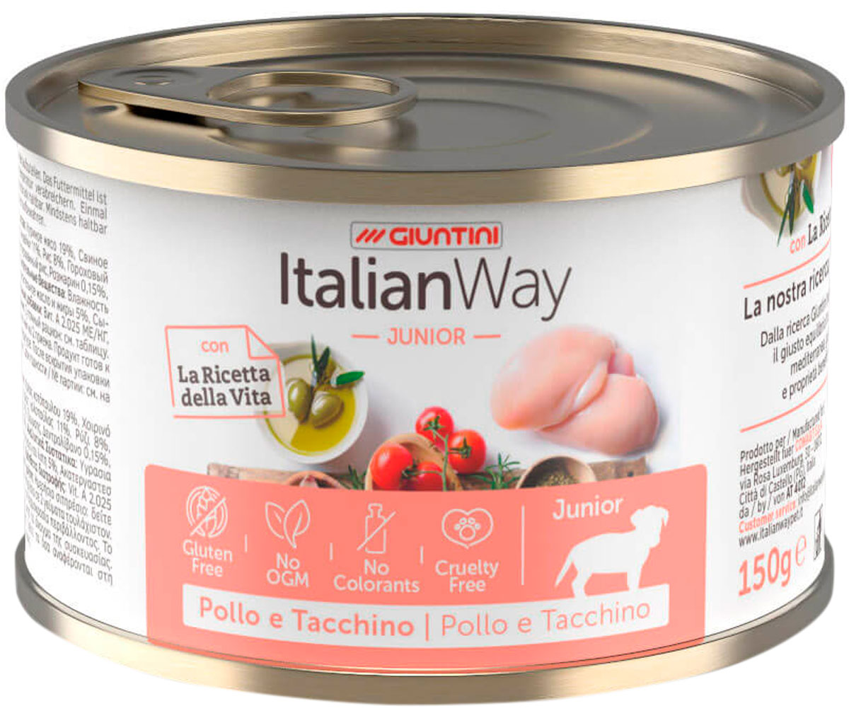 

Консервы для щенков Italian Way Junior, с мясным ассорти, томатами и рисом, 24шт по 150г, Junior