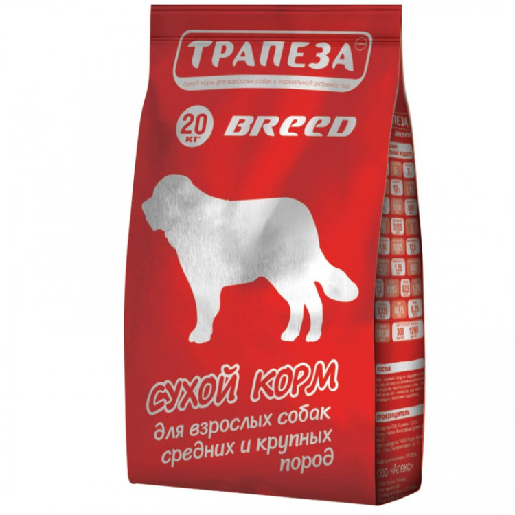 фото Сухой корм для собак трапеза breed, для средних и крупных пород, мясное ассорти, 20кг