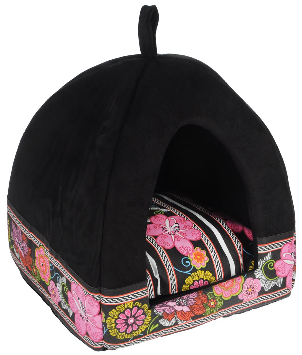 

Домик для кошек и собак Fauna International GIPSY IGLOO, черный, розовый, 35x35x40см, GIPSY IGLOO