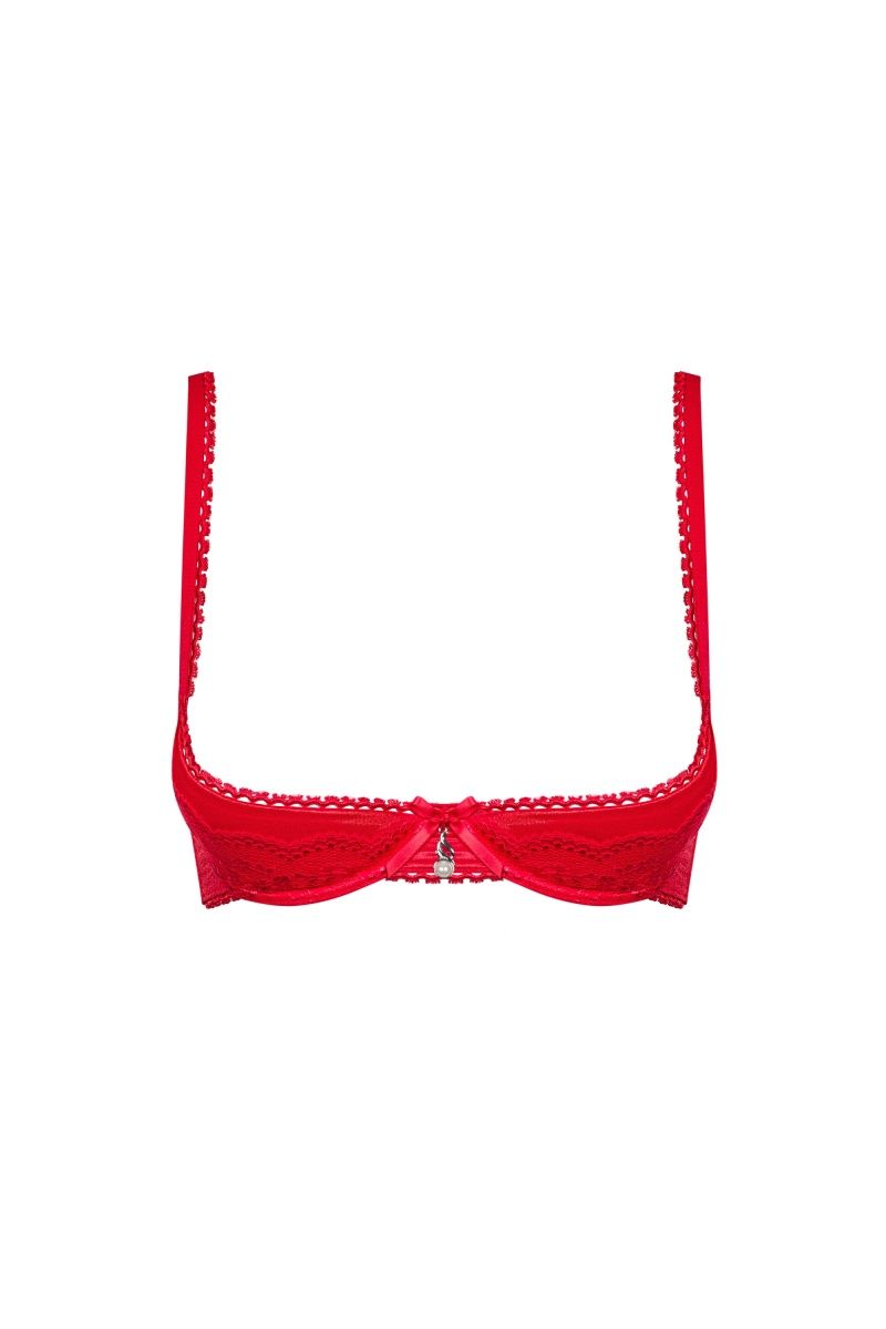 

Возбуждающий бюстгальтер с открытыми чашечками L/XL красный, Lovica half-bra