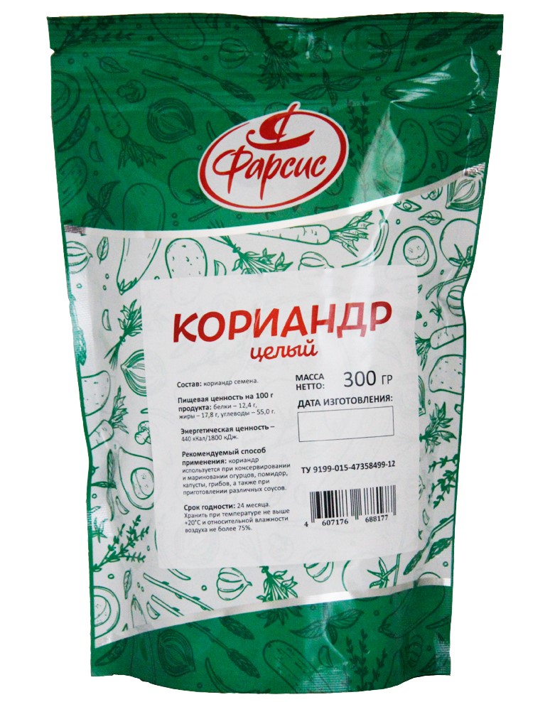 

Кориандр Фарсис целый 300 гр