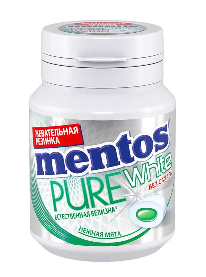 фото Жевательная резинка mentos pure white со вкусом нежной мяты без сахара 54 г