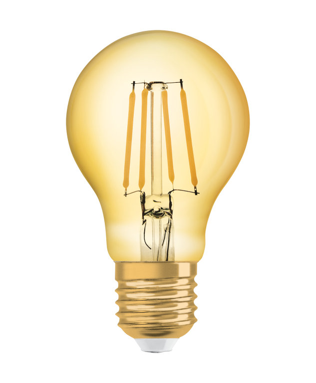 фото Набор светодиодных ламп osram vintage 1906 led cl a  fil gold 63 non-dim 4 штуки