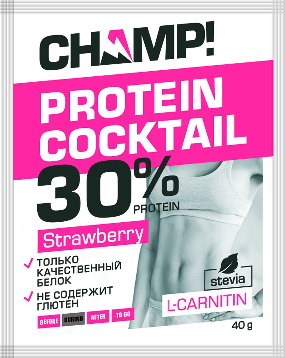 Коктейль протеиновый Champ клубничный 40 г