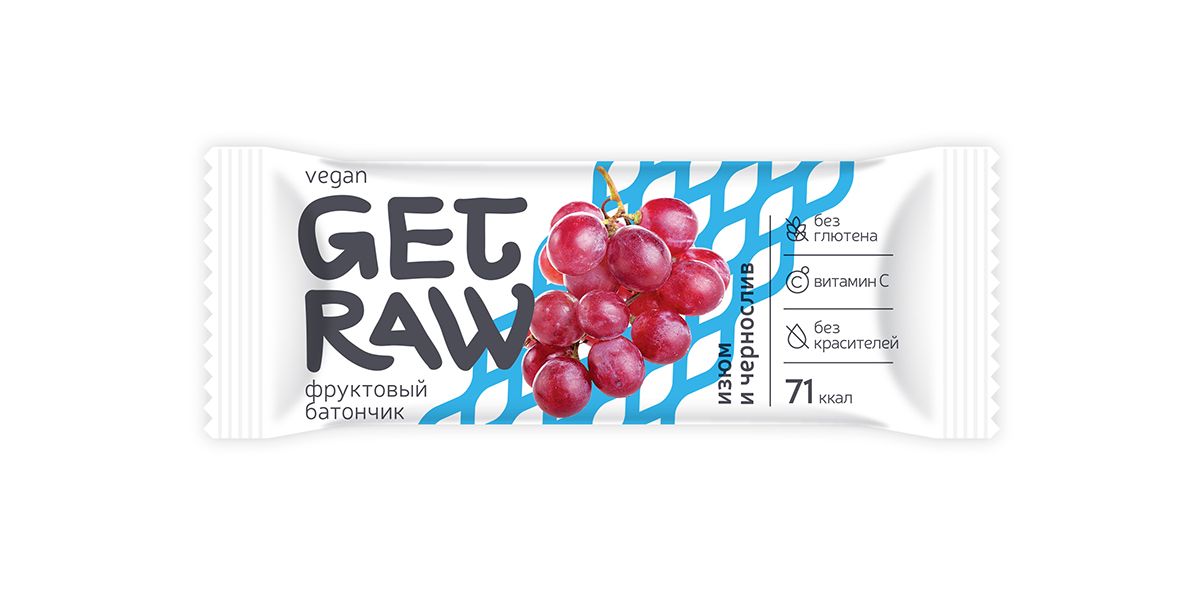 фото Батончик фруктовый get raw изюм и чернослив 30 г