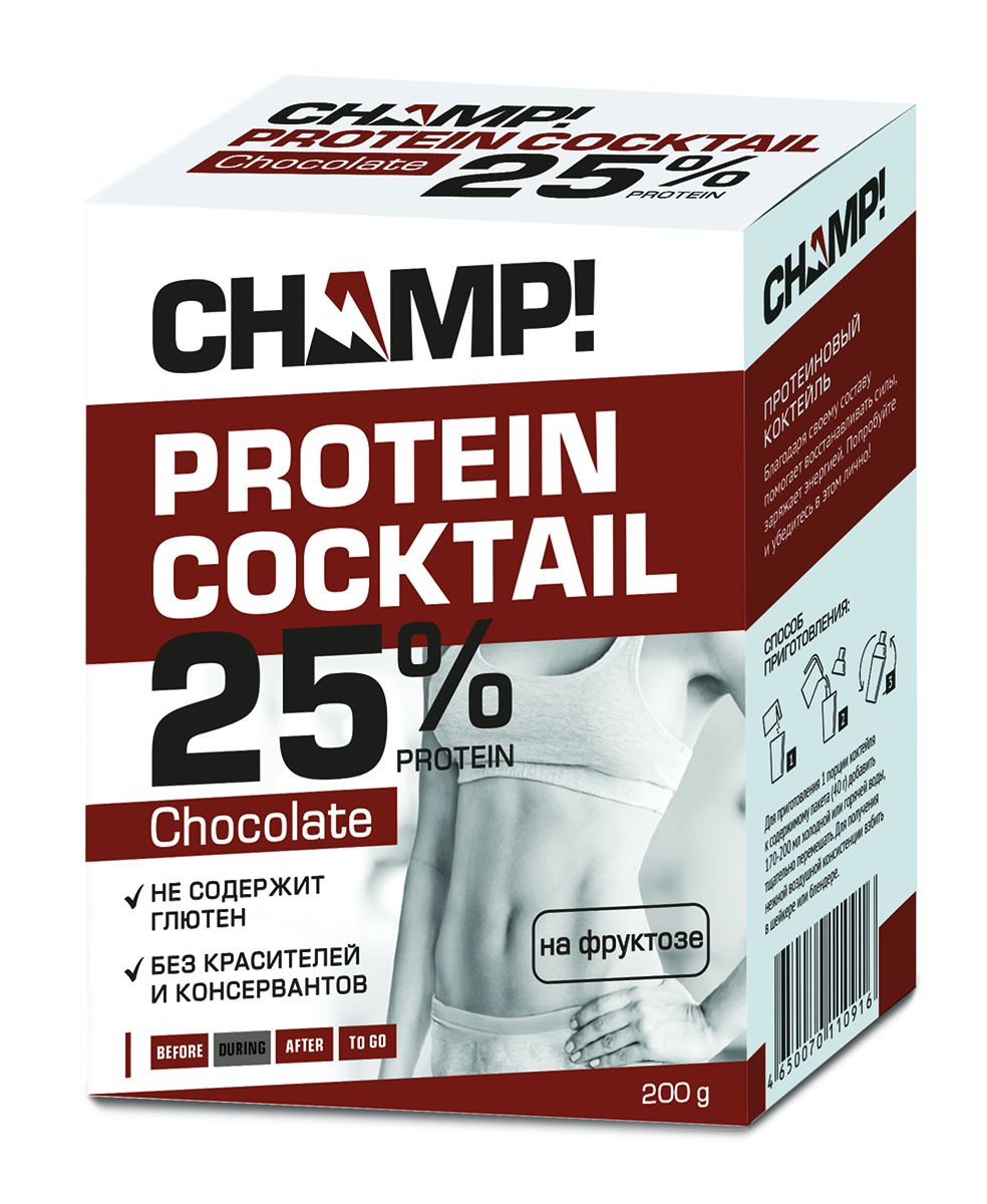 

Коктейль Champ протеиновый шоколадный 5 пакетов по 40 г