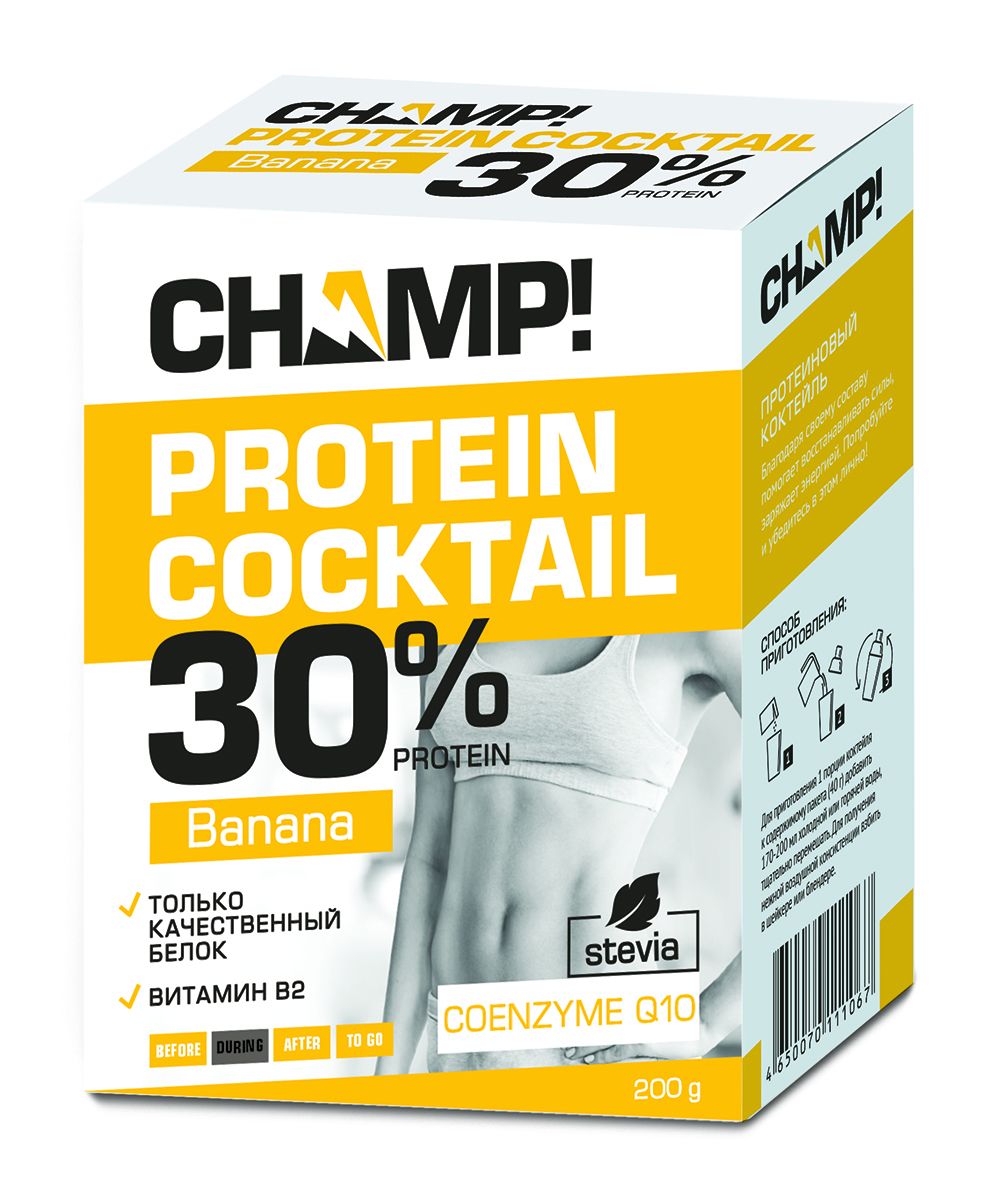 

Коктейль протеиновый Champ банановый шоубокс 12 шт по 40 г, Protein cocktail