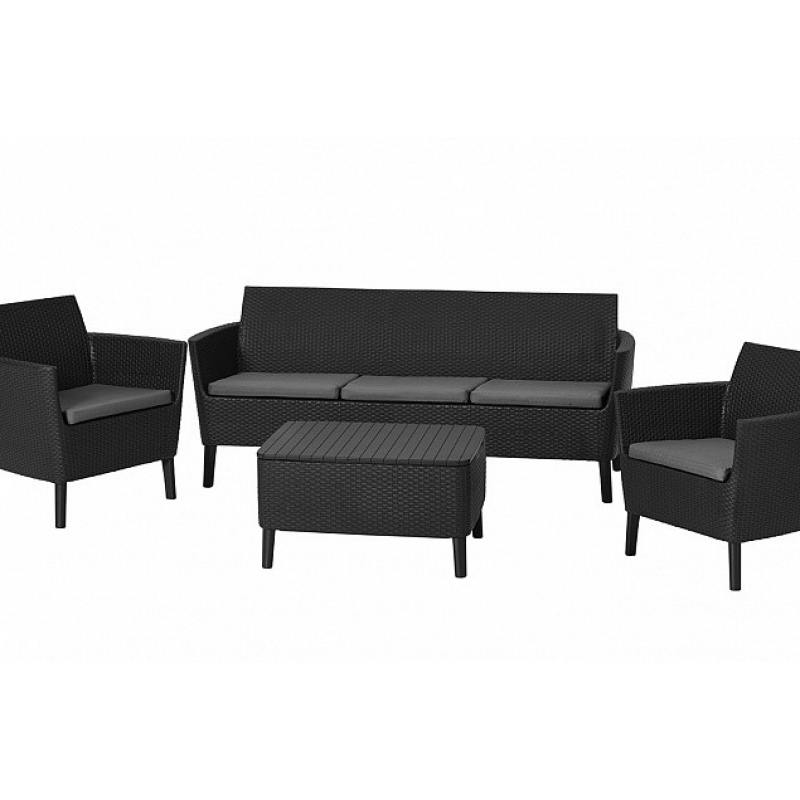 фото Набор садовой мебели allibert salemo 3 seater set 17205990/кап graphite 4 предмета