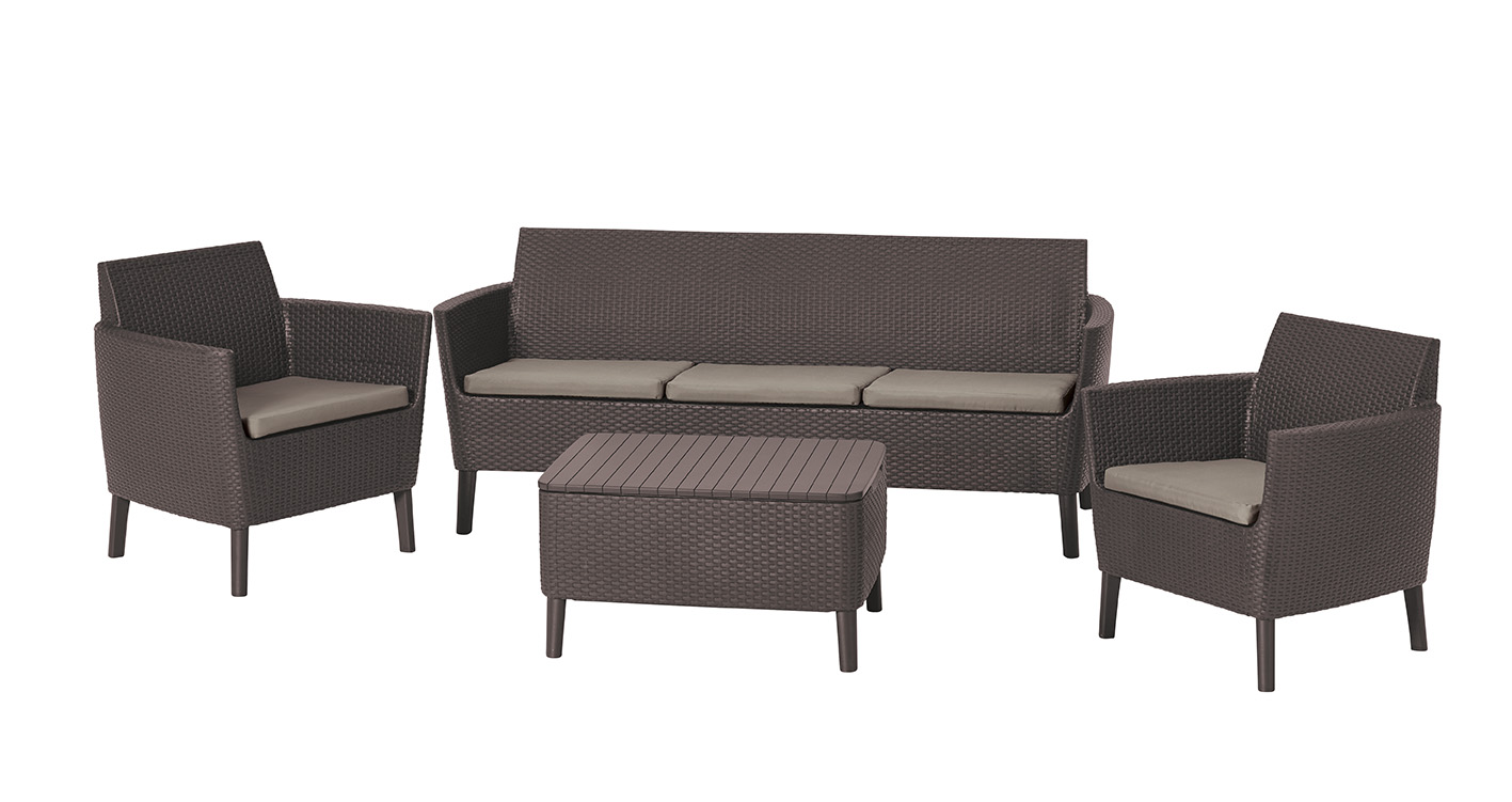 фото Набор садовой мебели allibert salemo 3 seater set 17205990/кор brown 4 предмета