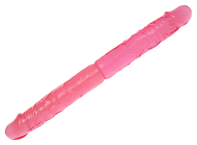 Розовый двухголовый гнущийся фаллоимитатор 37,4 см