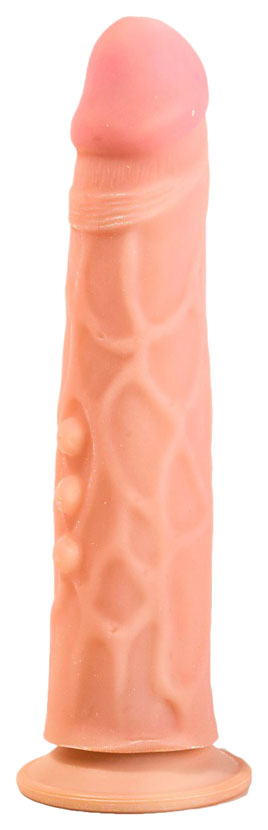 Фаллоимитатор на присоске с венами и точками на стволе 21,6 см