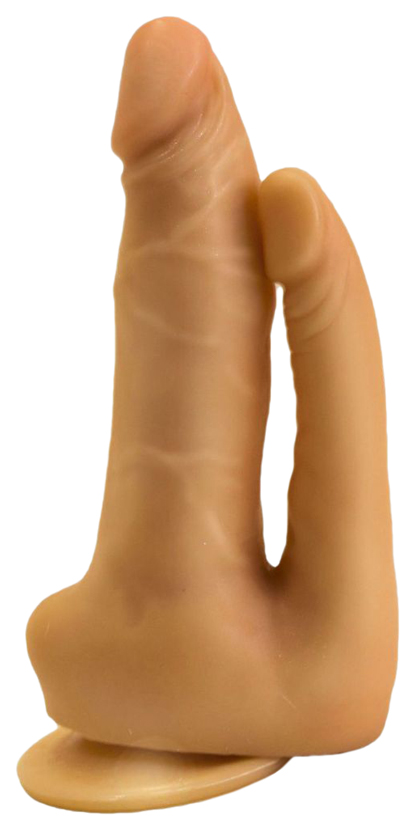 Двойной фаллоимитатор на присоске из геля 17 см