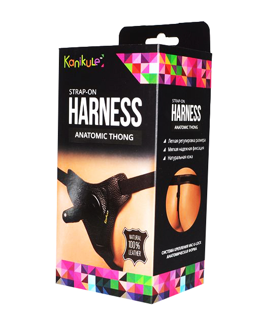 фото Кожаные трусики с плугом kanikule leather strap-on harness anatomic thong