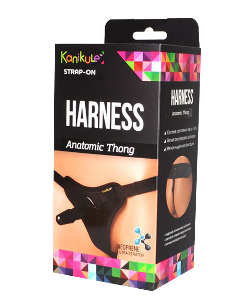 фото Чёрные трусики с плугом kanikule strap-on harness anatomic thong