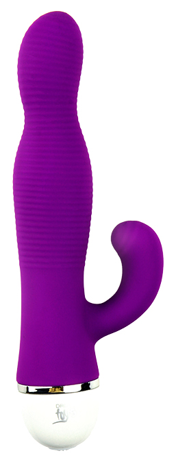 фото Фиолетовый вибромассажер со стимулятором клитора ribbed duo vibe 16 см dream toys