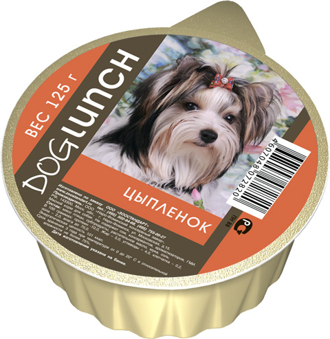 фото Консервы для собак dog lunch, крем-суфле с цыпленком, 10шт по 125г