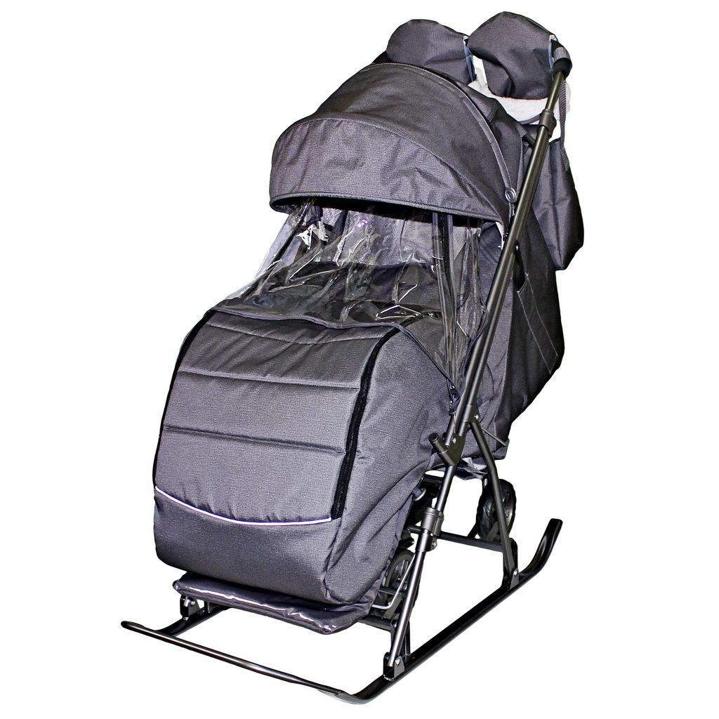 Купить Санки-коляска Galaxy Snow Kids-3-2-С Серебро, сумка + варежки,