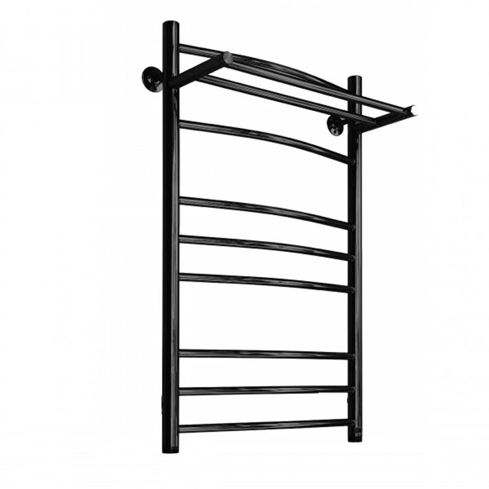 фото Полотенцесушитель водяной ariano палермо с полкой 80х53 черный матовый, 10 перекладин