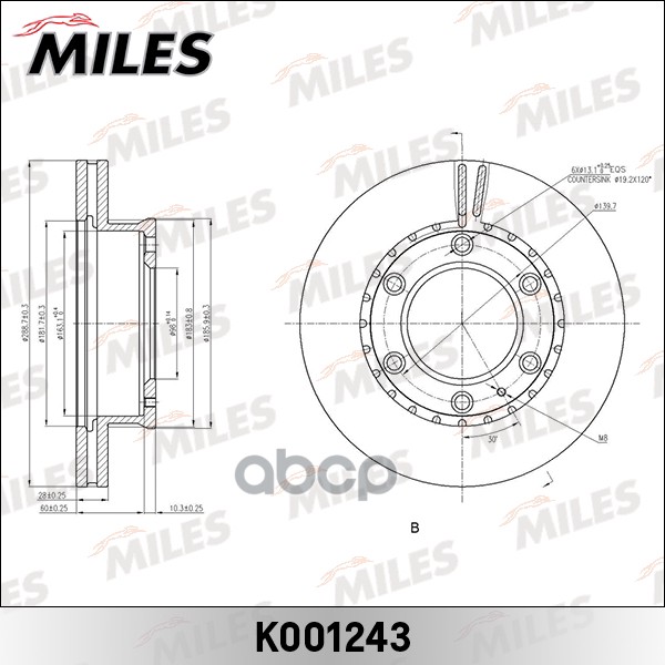 фото Диск тормозной miles k001243