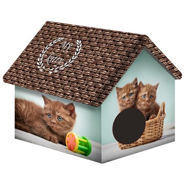 Домик для кошек и собак PerseiLine Дизайн Шоколадные котята, разноцветный, 33x33x40см