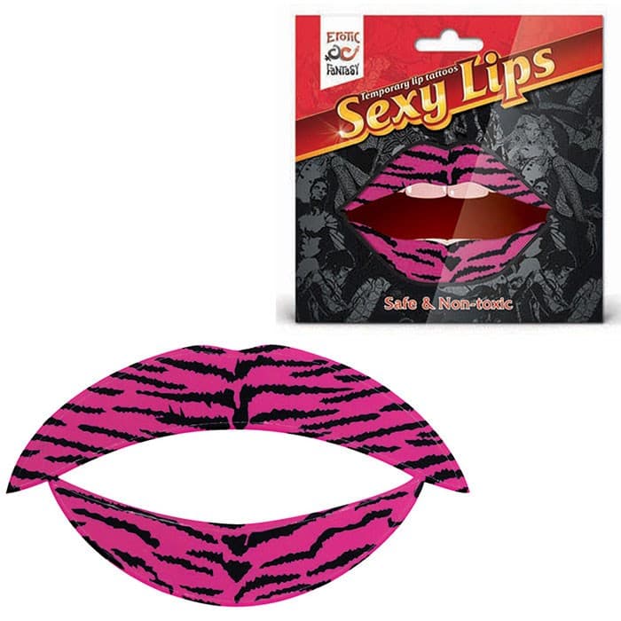 фото Изображения для губ lip tattoo тигровый розовый erotic fantasy