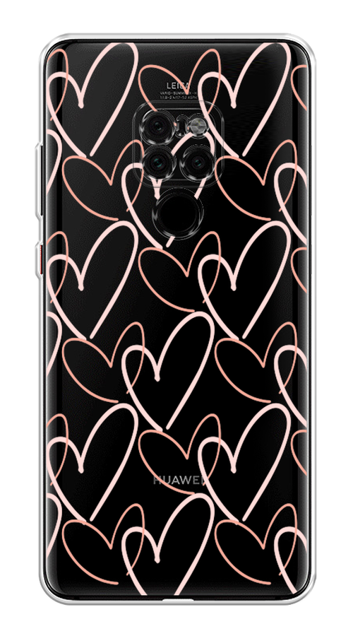 

Чехол на Huawei Mate 20 "Узор из сердечек", Розовый;бежевый, 66850-6