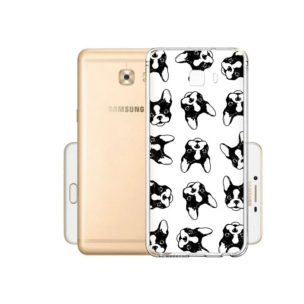 

Чехол MyPads Tocco для Samsung Galaxy C9 Pro черно белые собачки, Прозрачный, Tocco