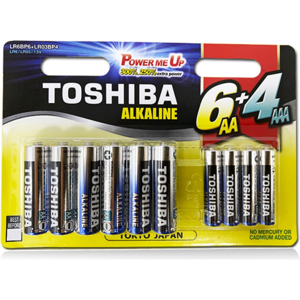 фото Алкалиновый элемент питания toshiba 6*lr6 + 4*lr03 multipack 10/card 5450