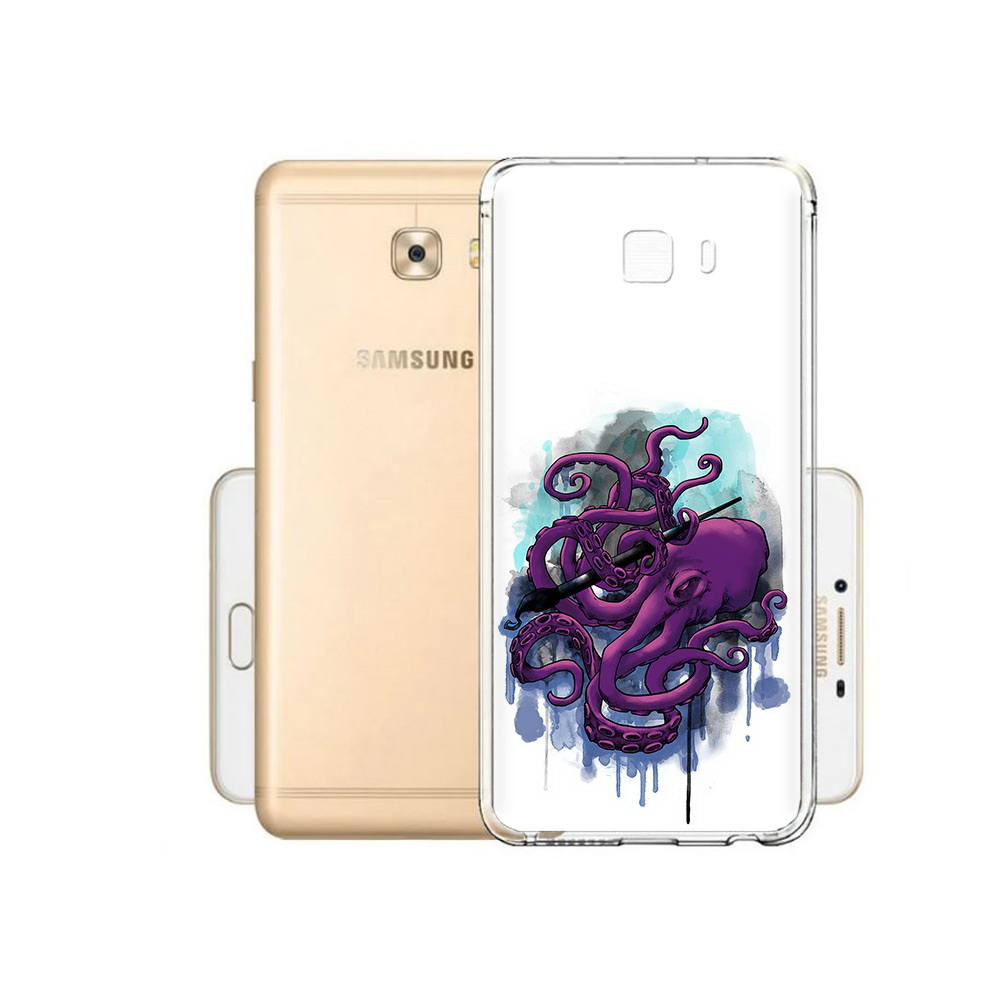 

Чехол MyPads Tocco для Samsung Galaxy C9 Pro фиолетовый осьминог, Прозрачный, Tocco