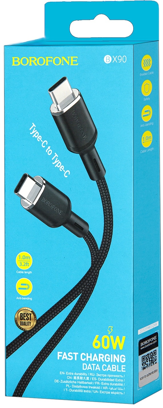 

Кабель Borofone BX90 Type-C - Type-C, 60W, 1м black (Черный)