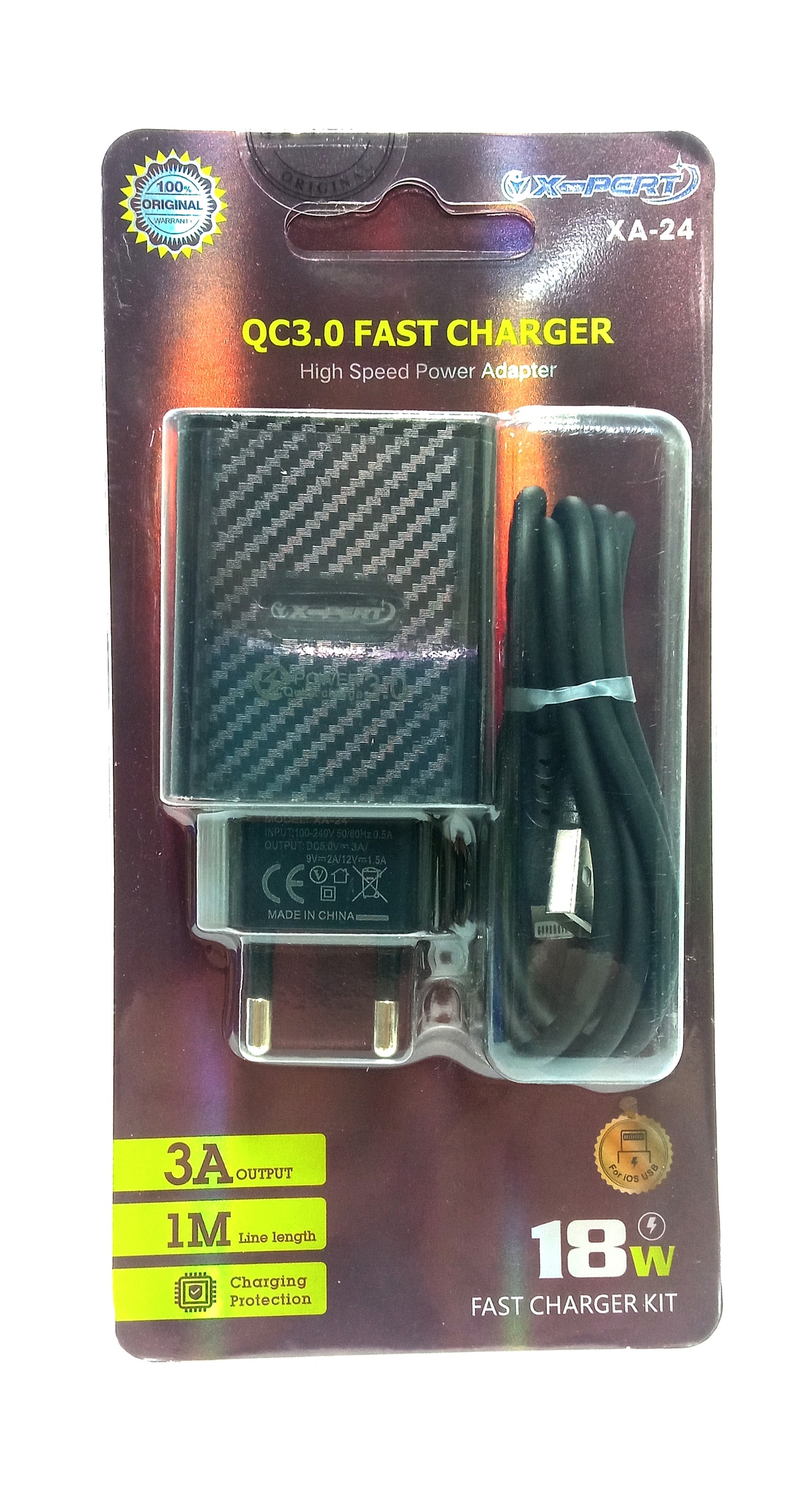 

Сетевое зарядное устройство NoBrand XA-24 lightning - usb 3A 1xUSB, XA-24