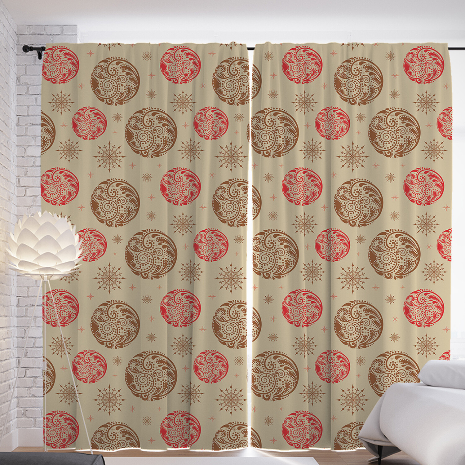 

Фотошторы для кухни и спальни JoyArty "Новогодние узоры" 290x265 см, Новогодние узоры