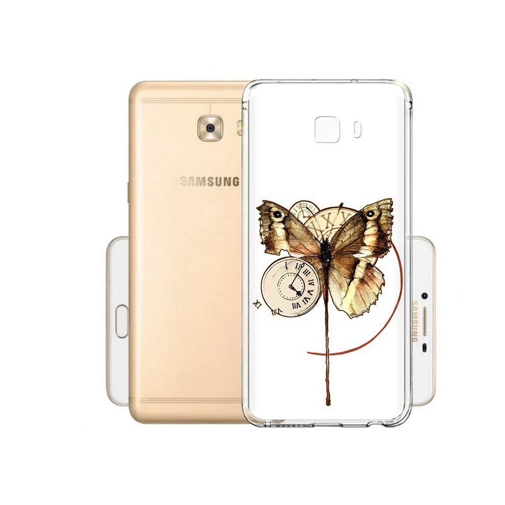 Чехол MyPads Tocco для Samsung Galaxy C9 Pro старинные часы с бабочкой