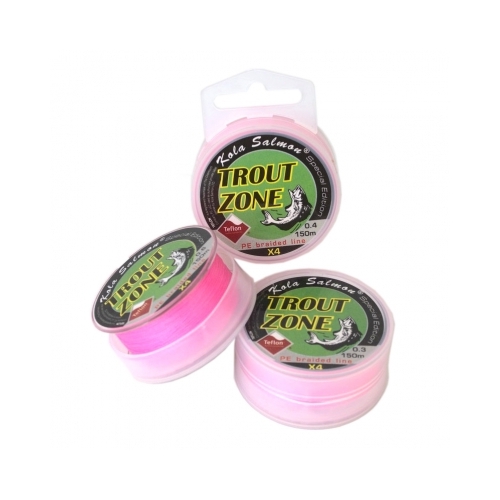 Леска плетеная (шнур) TROUT ZONE EDITION/HYBRID X4 PE PINK (TZEH4PE150P-06 (150 м 0,128мм)