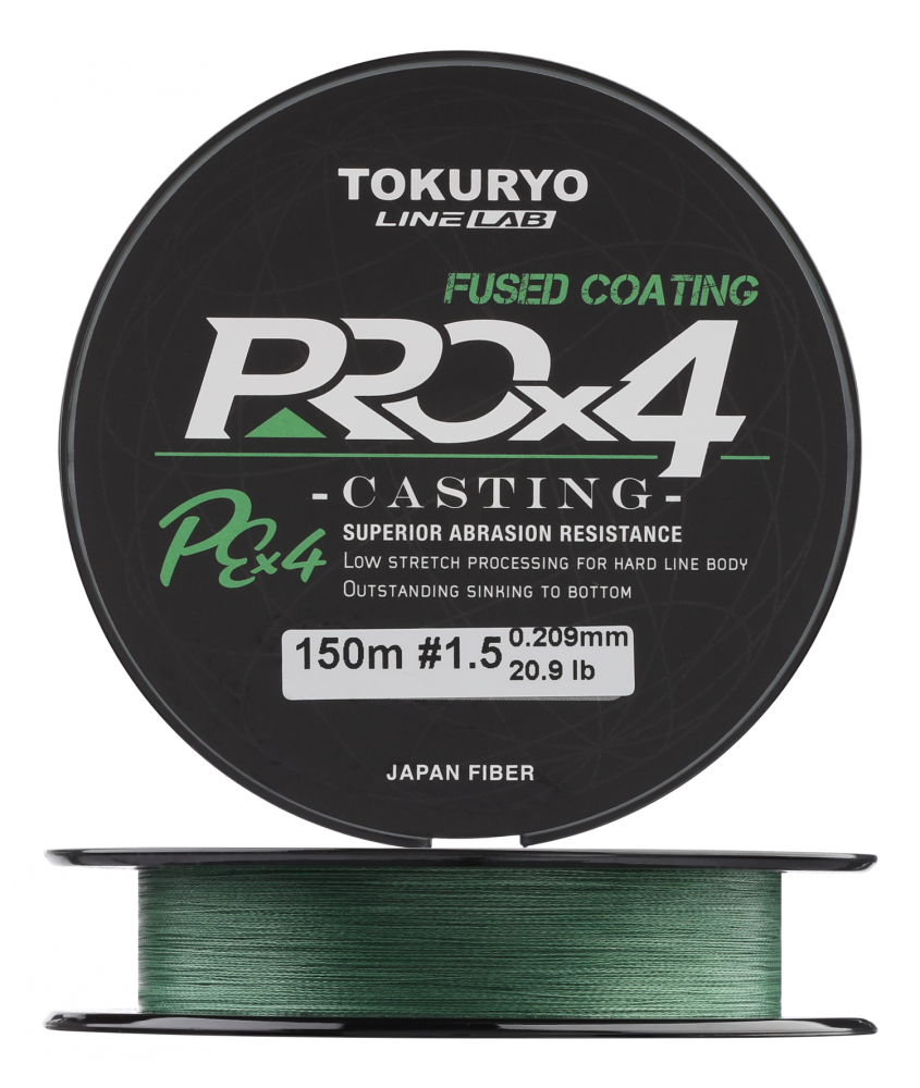 

Tokuryo Леска плетеная (шнур) TOKURYO PRO PE X4 DARK GREEN PE (PPX4DG15 (150 м 0,209мм) ), Зеленый