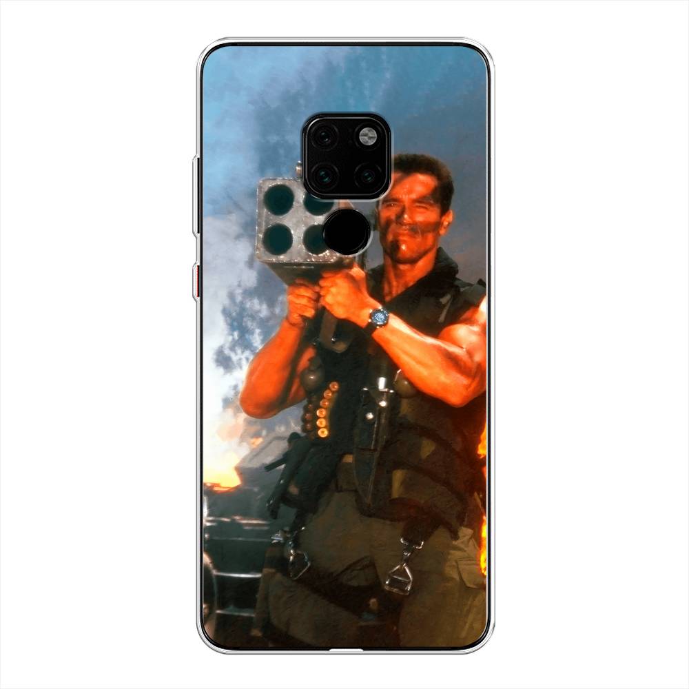 

Чехол на Huawei Mate 20 "Арнольд Шварцнеггер с базукой", Голубой;коричневый, 66850-6