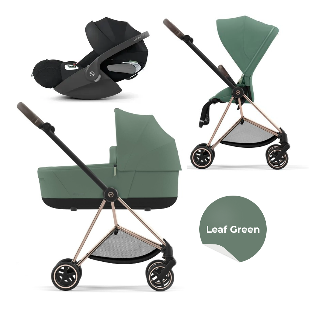 Cybex Mios III Коляска 3 в 1, Rose Gold, Текстиль Leaf Green