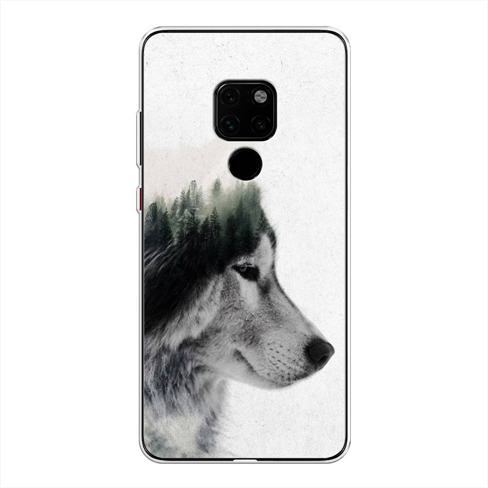 

Чехол на Huawei Mate 20 "Волк лес", Серый;белый, 66850-1