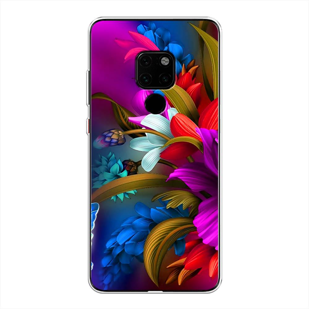 

Чехол на Huawei Mate 20 "Фантастические цветы", Фиолетовый;красный;синий, 66850-2