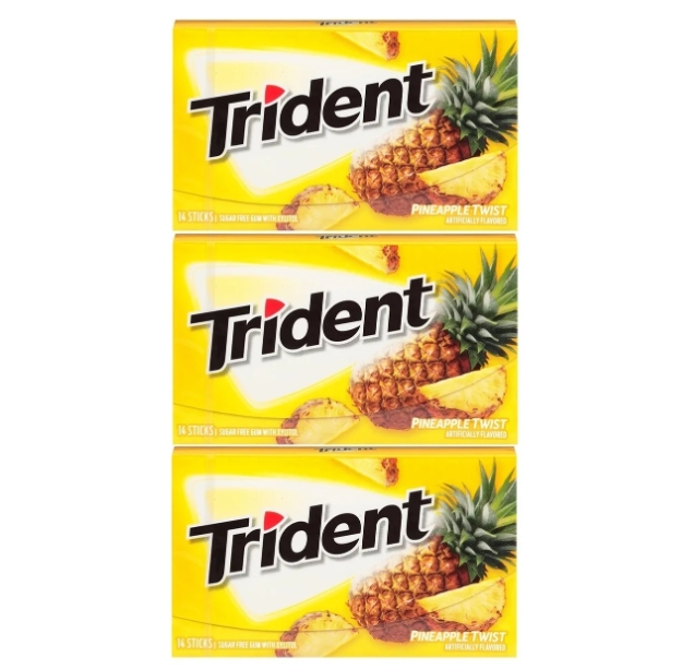 

Жевательная резинка Trident Pineapple Twist (США) 29,8 гр x 3шт., Жевательная резинка