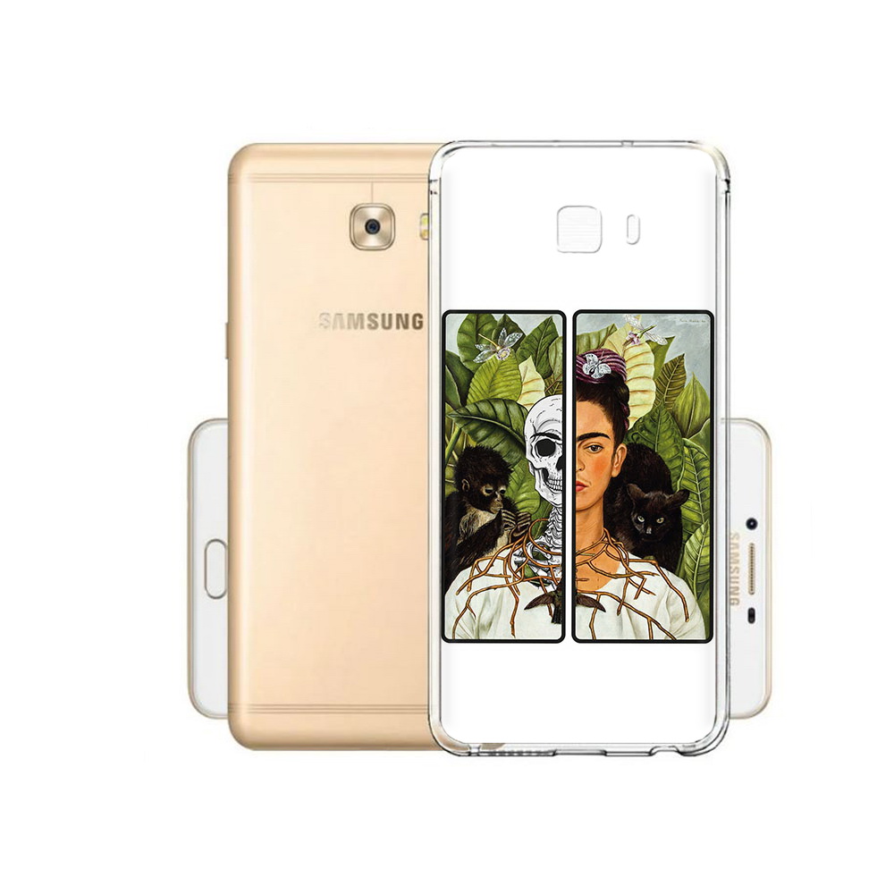 

Чехол MyPads Tocco для Samsung Galaxy C9 Pro сдвоенная картинка девушка скелет, Прозрачный, Tocco