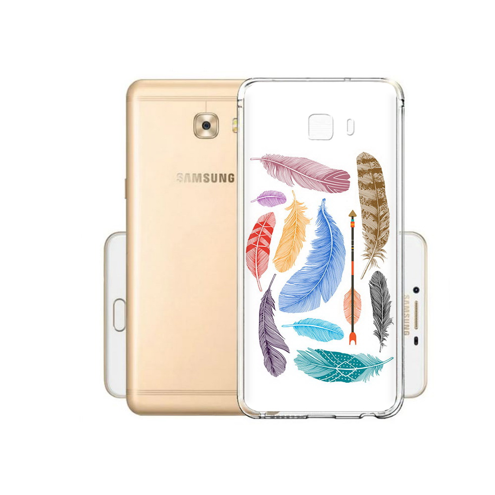 

Чехол MyPads Tocco для Samsung Galaxy C9 Pro разноцветные перья, Прозрачный, Tocco