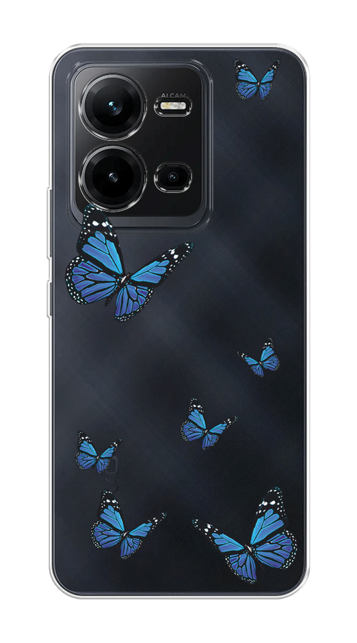 

Чехол на Vivo V25/V25e "Blue butterflies", Синий;черный, 267750-1