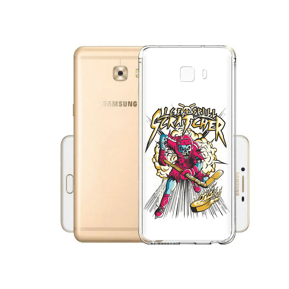 

Чехол MyPads Tocco для Samsung Galaxy C9 Pro нарисованный скелет хоккеист, Прозрачный, Tocco