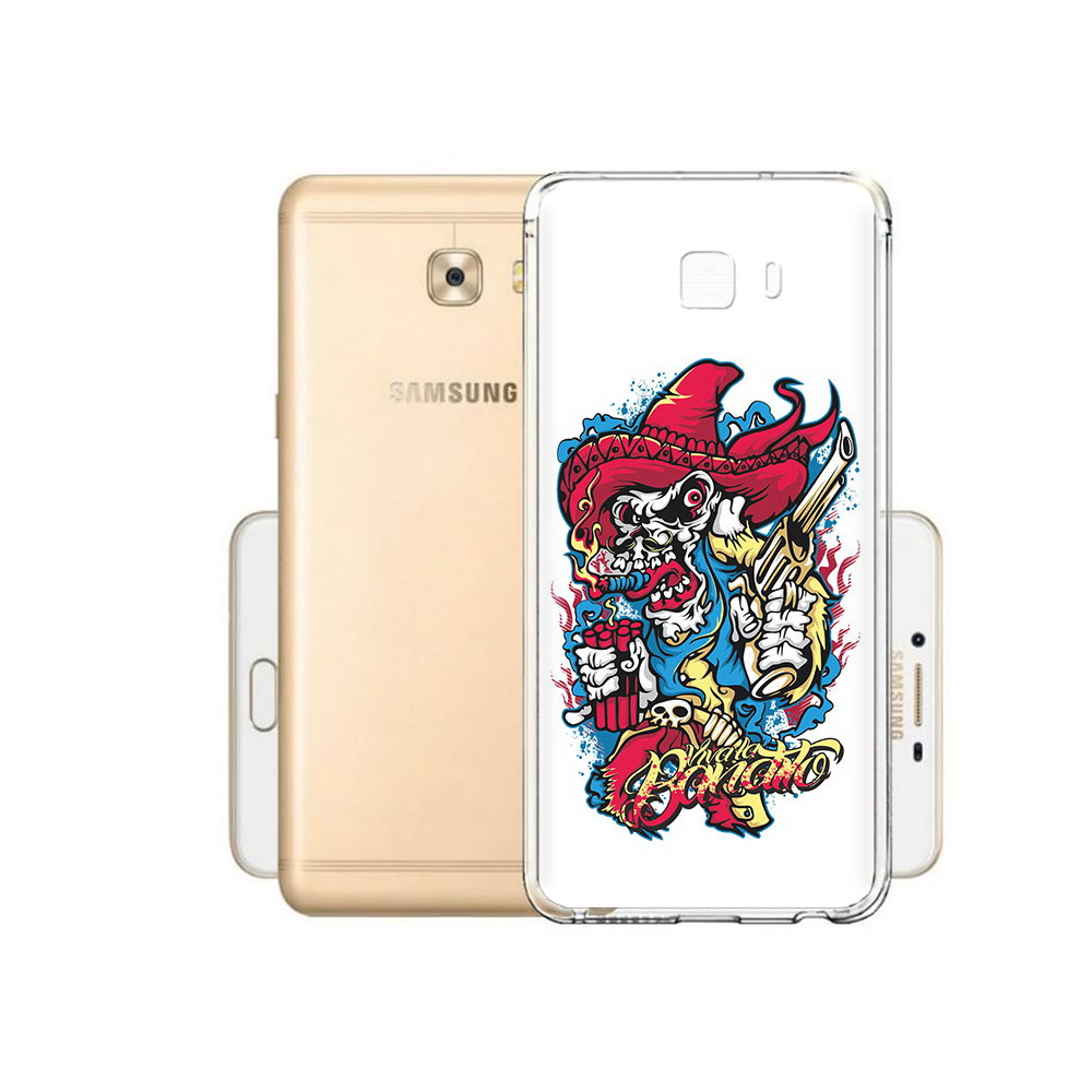 

Чехол MyPads Tocco для Samsung Galaxy C9 Pro нарисованный скелет с писталетом, Прозрачный, Tocco