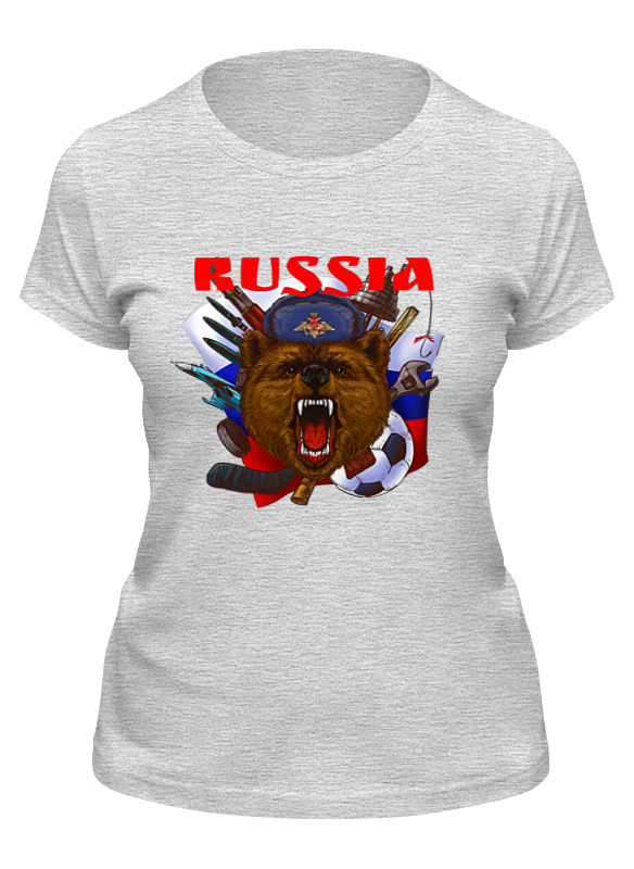 

Футболка женская Printio Россия серая L, Серый, Россия