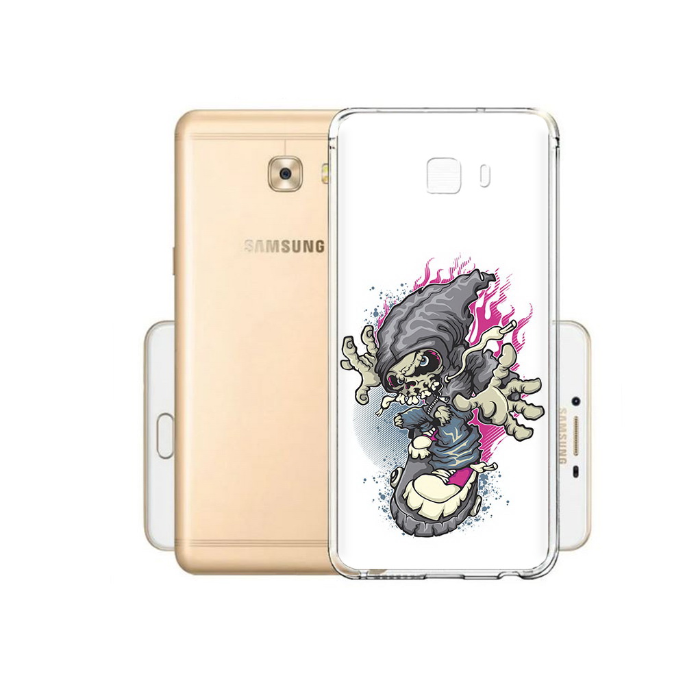 

Чехол MyPads Tocco для Samsung Galaxy C9 Pro нарисованный скелет на скейт борде, Прозрачный, Tocco