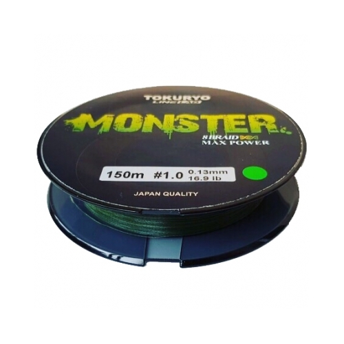 

Tokuryo Леска плетеная (шнур) TOKURYO MONSTER X8 MOSS GREEN (TMX8B-11 (150 м 0,13мм) ), Зеленый